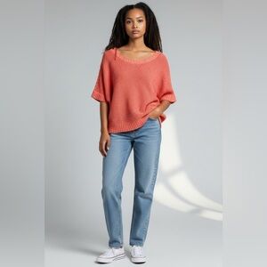 American Eagle Outfitters Coral Crew Neck Sweater